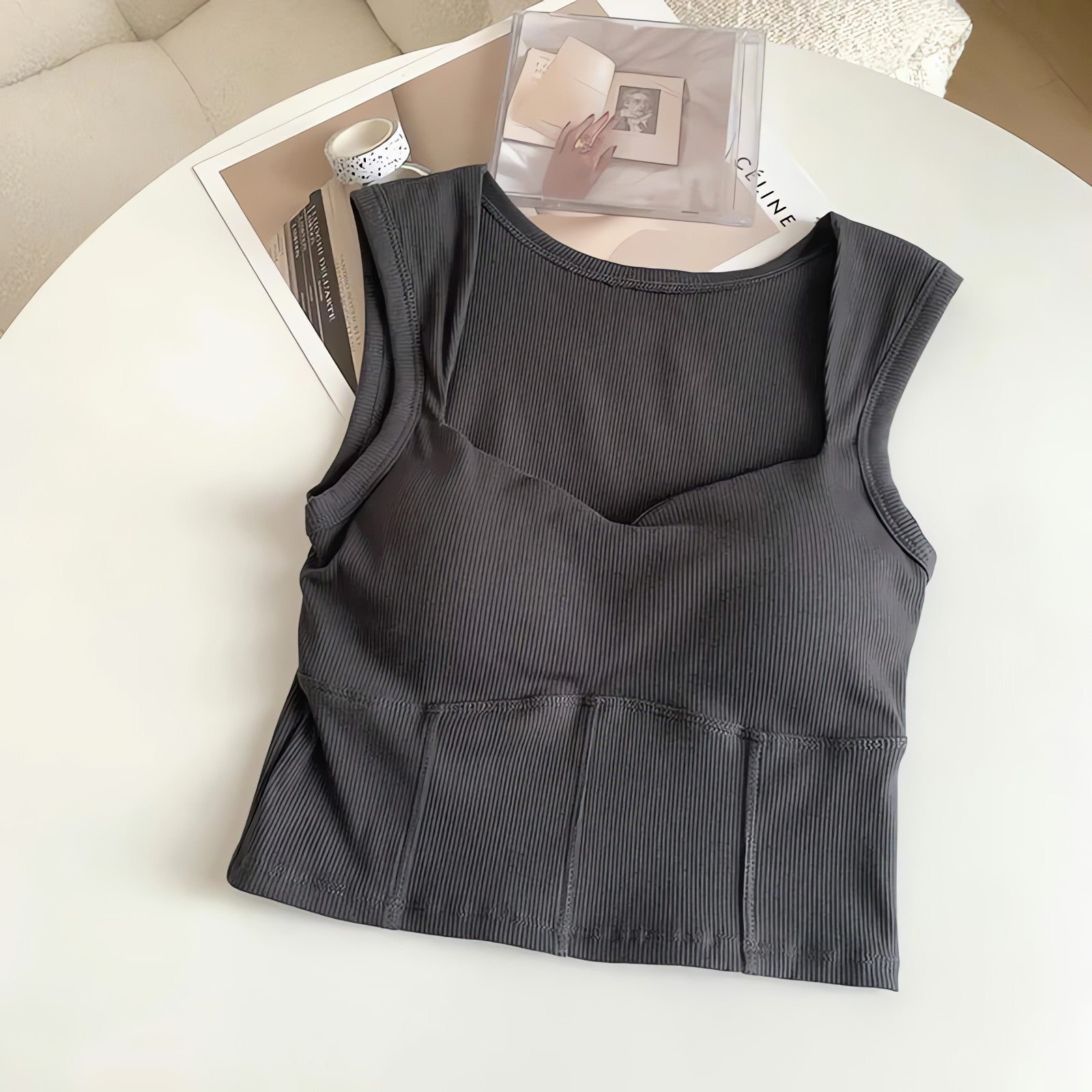 Corduroy Square Neck Crop Top - KAYSMAR