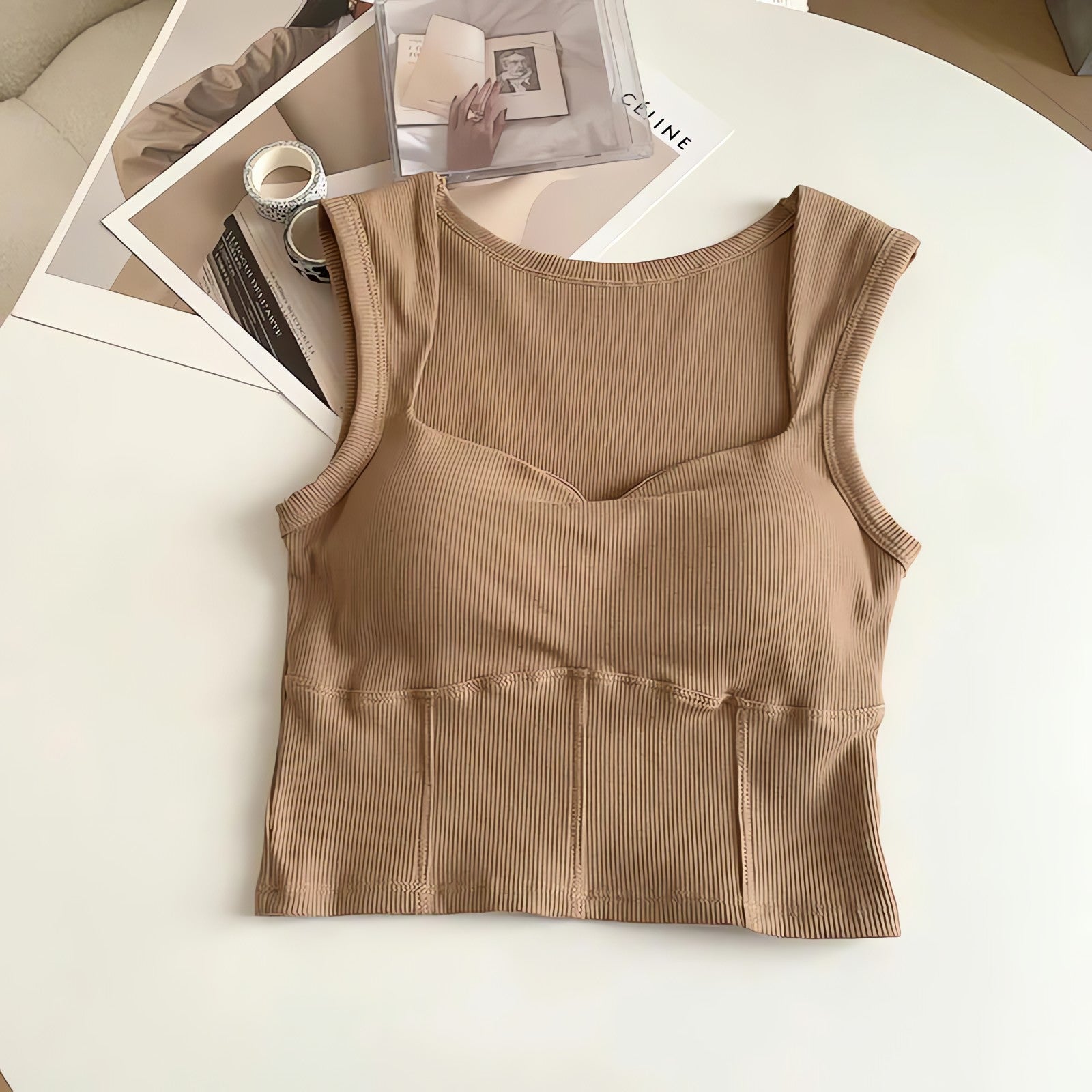 Corduroy Square Neck Crop Top - KAYSMAR