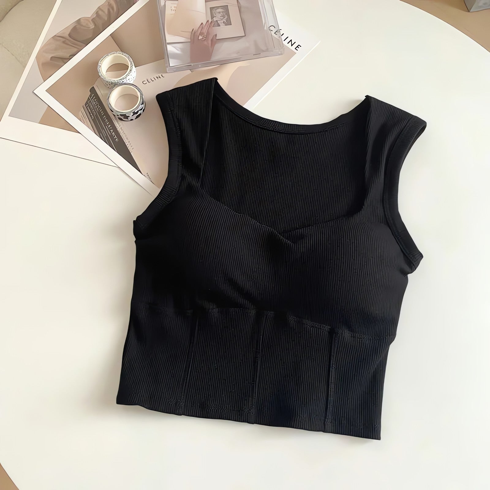 Corduroy Square Neck Crop Top - KAYSMAR