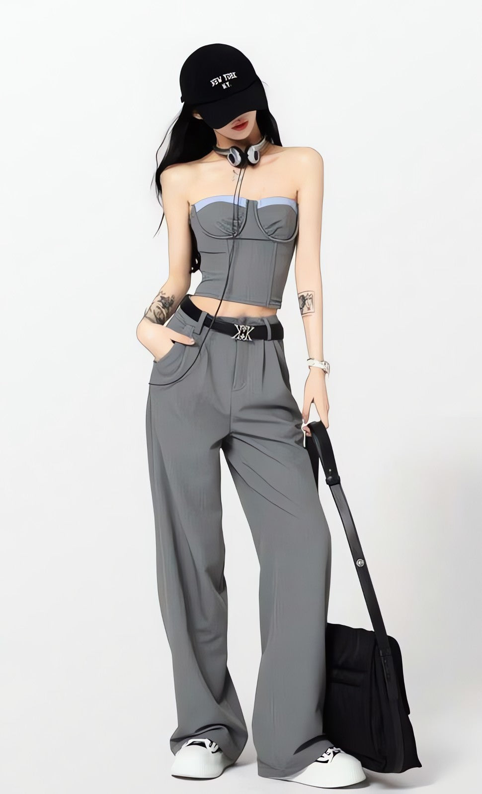 Corset Top & Wide Leg Pants Two Piece Set - KAYSMAR