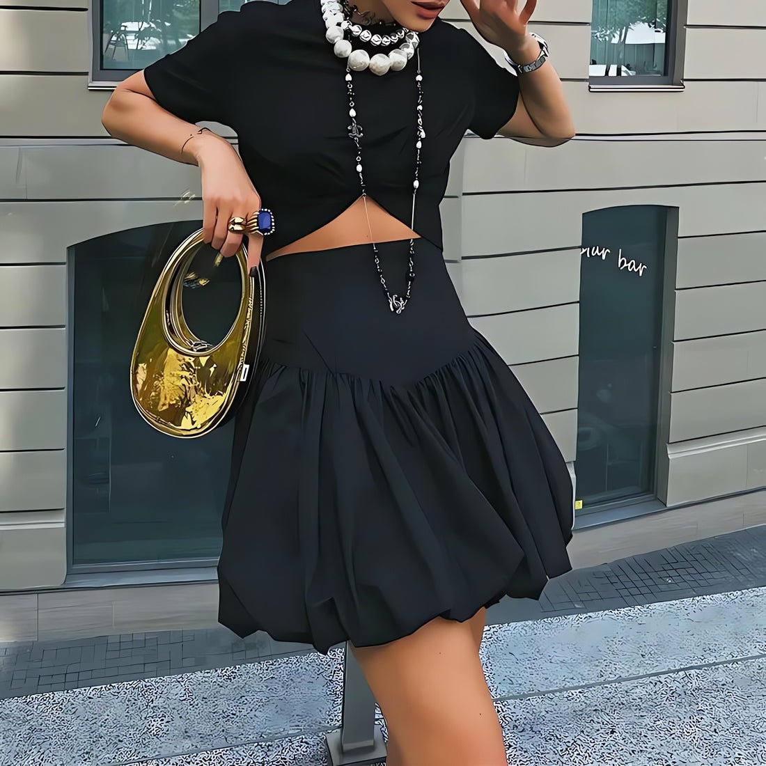 Corset Waist Bubble Mini Skirt - KAYSMAR