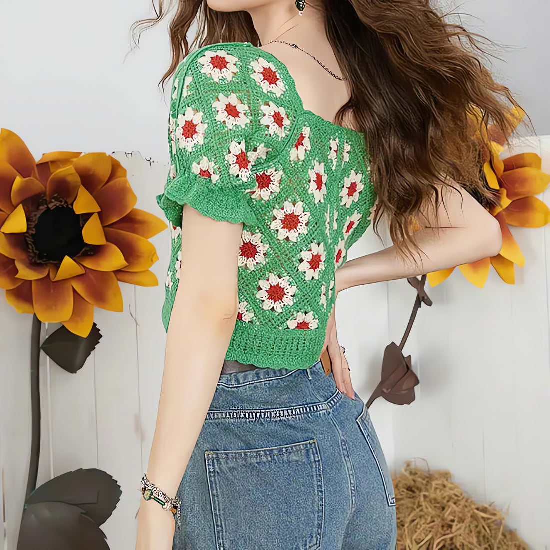 Cottagecore Floral Crochet Cardigan - KAYSMAR