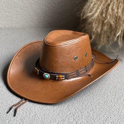 Cowgirl Adjustable Faux Leather Western Hat - KAYSMAR