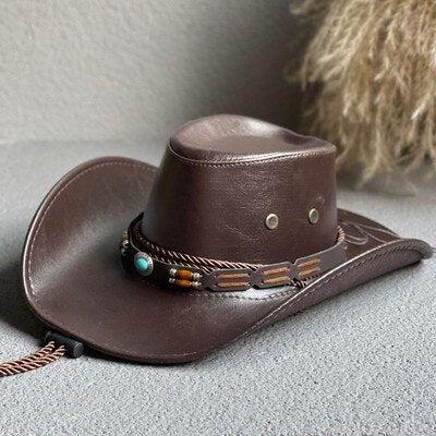 Cowgirl Adjustable Faux Leather Western Hat - KAYSMAR