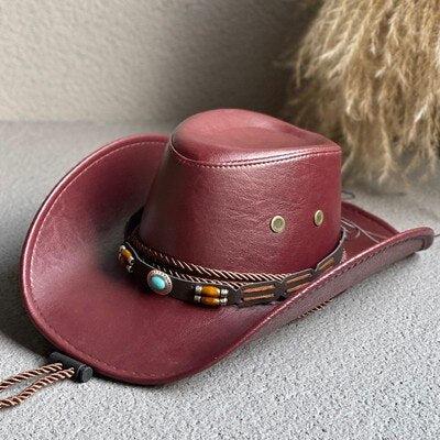 Cowgirl Adjustable Faux Leather Western Hat - KAYSMAR