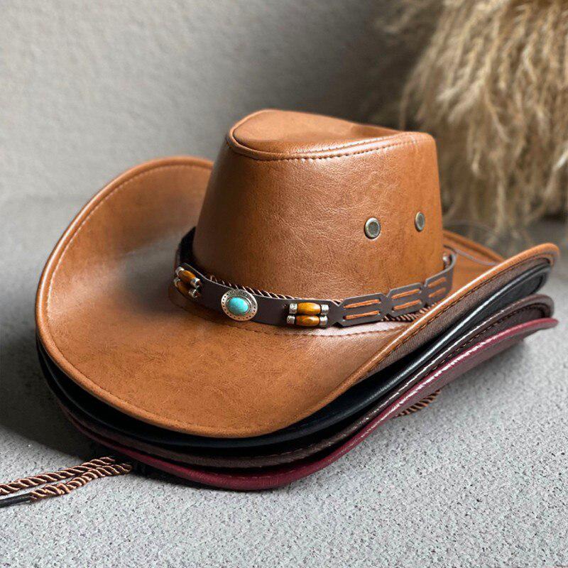 Cowgirl Adjustable Faux Leather Western Hat - KAYSMAR