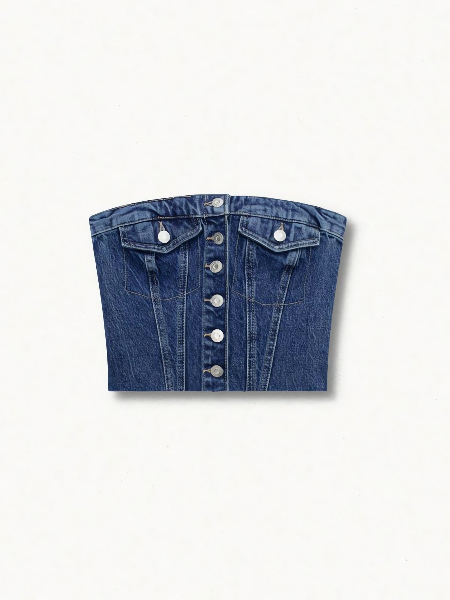 Cowgirl Button Up Denim Tube Top - KAYSMAR
