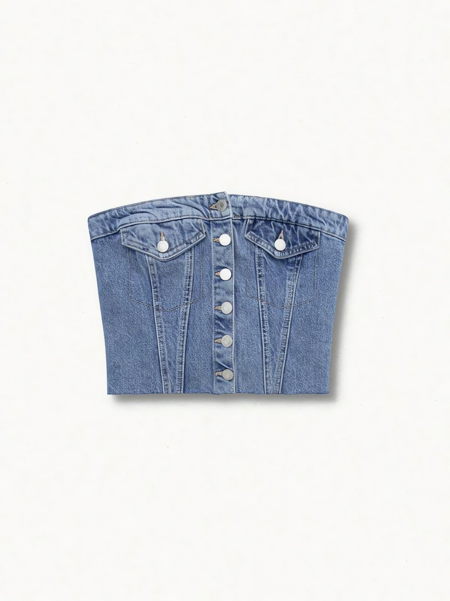 Cowgirl Button Up Denim Tube Top - KAYSMAR
