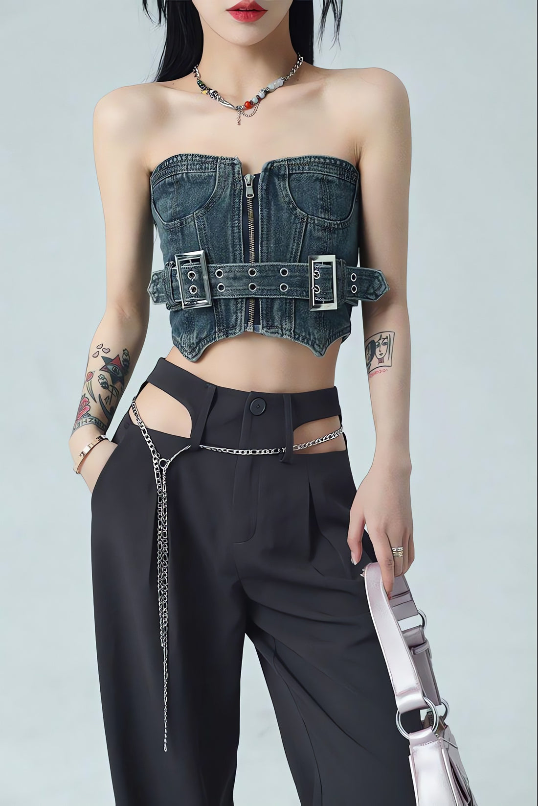 Cowgirl Crop Denim Tube Top - KAYSMAR