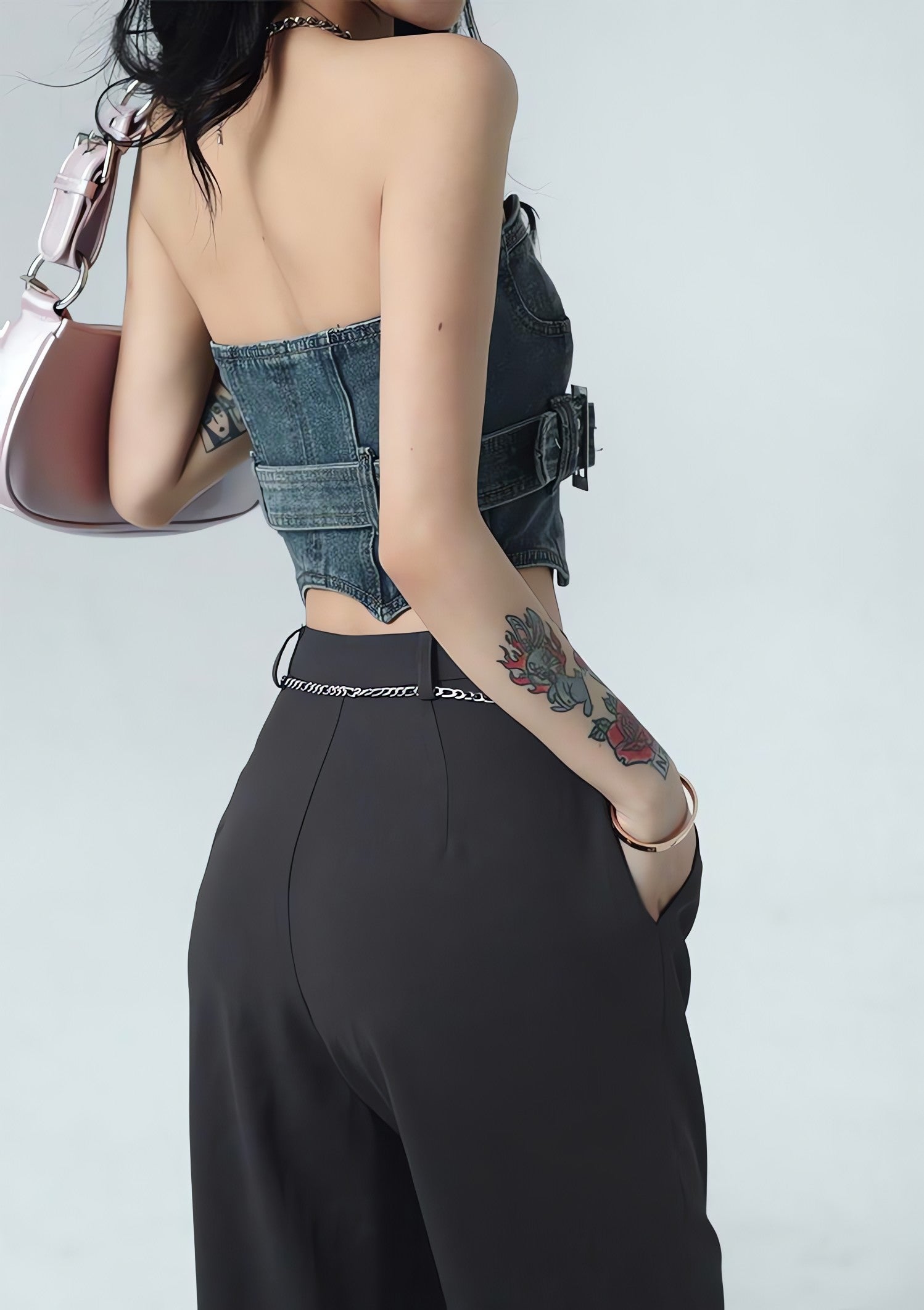 Cowgirl Crop Denim Tube Top - KAYSMAR