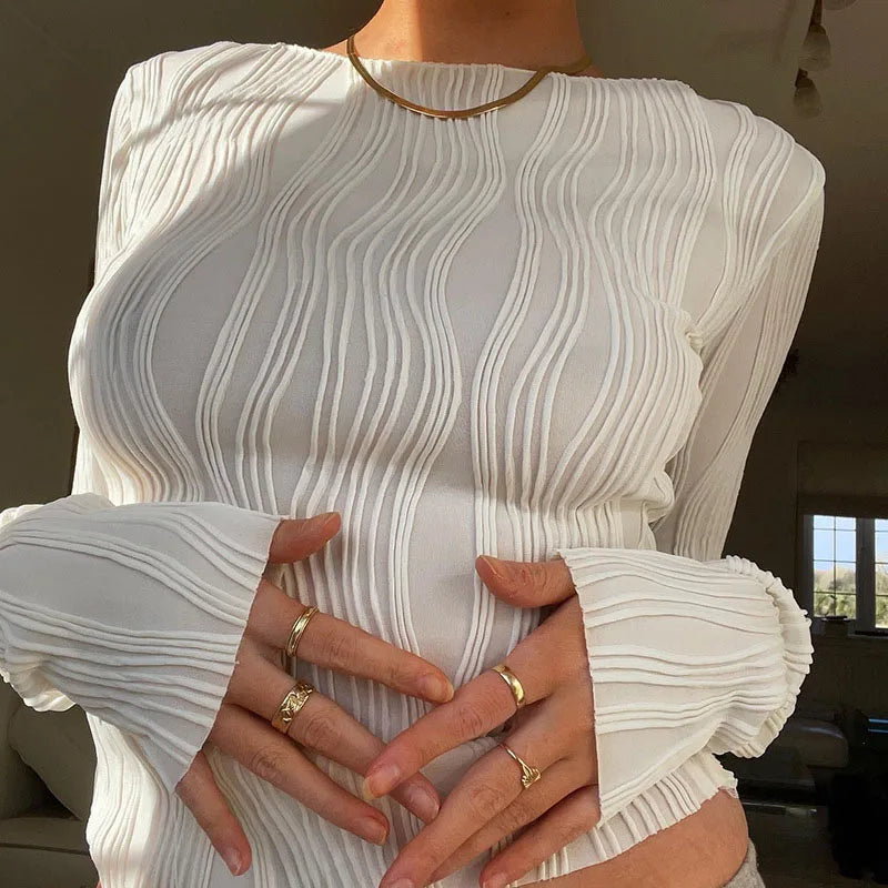 Crinkle Long Sleeve Top - KAYSMAR