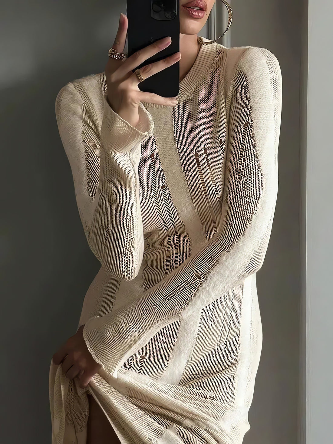 Crochet Distressed Maxi Dress - KAYSMAR