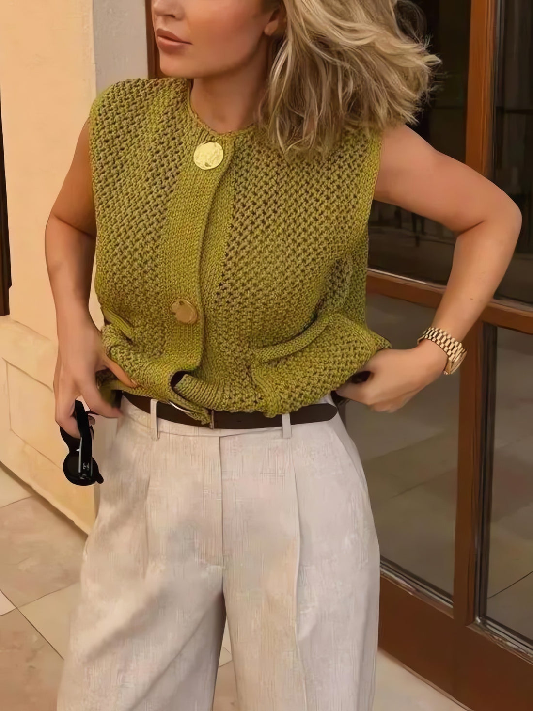 Crochet Sleeveless Cardigan - KAYSMAR