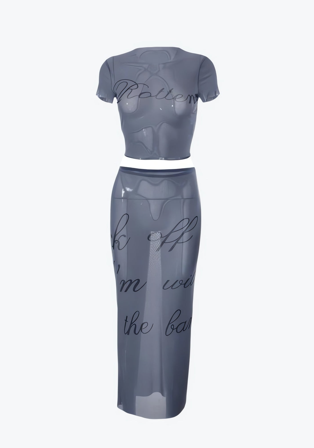 Crop Top & Maxi Skirt Mesh Two Piece Set - KAYSMAR