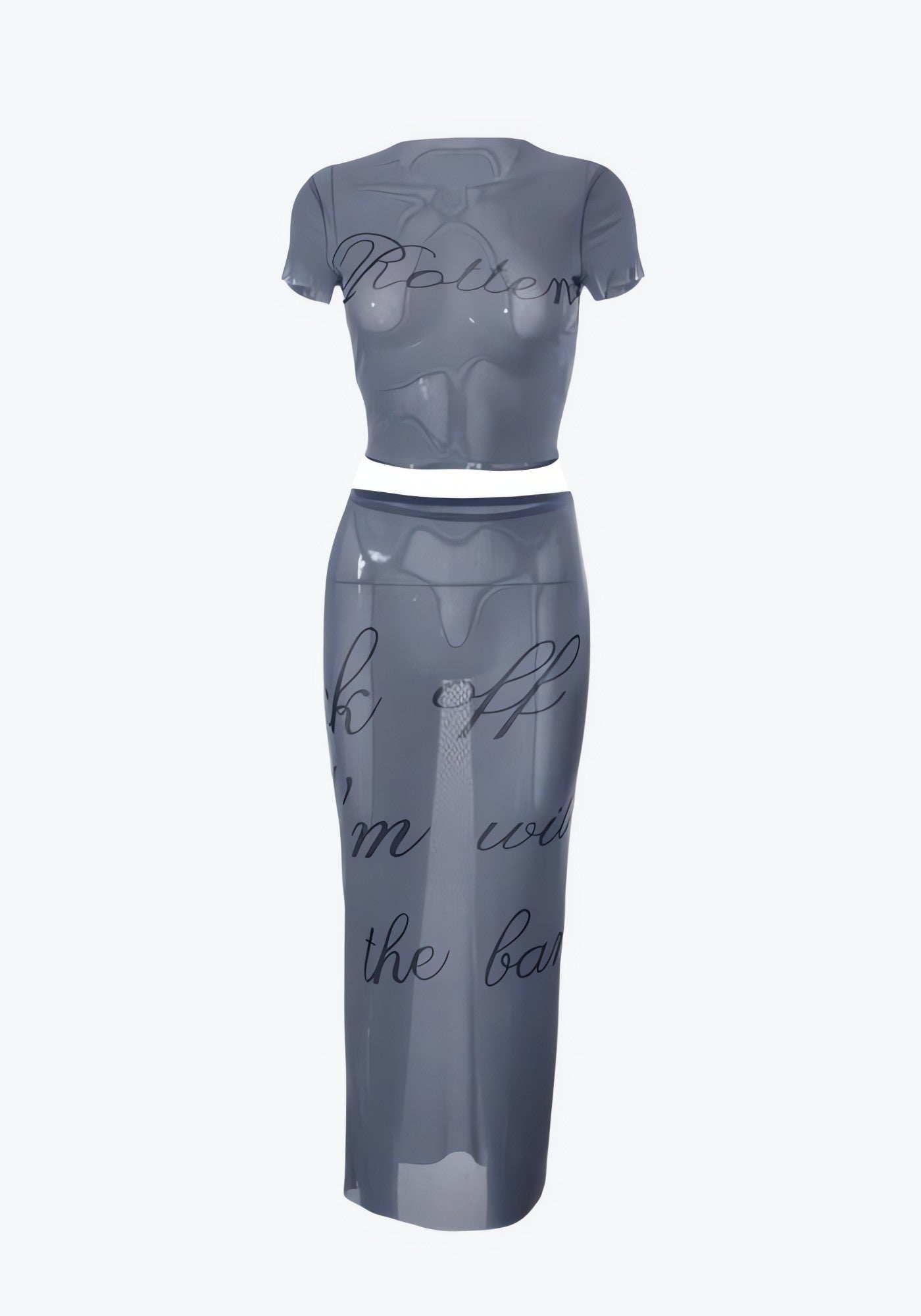 Crop Top & Maxi Skirt Mesh Two Piece Set - KAYSMAR