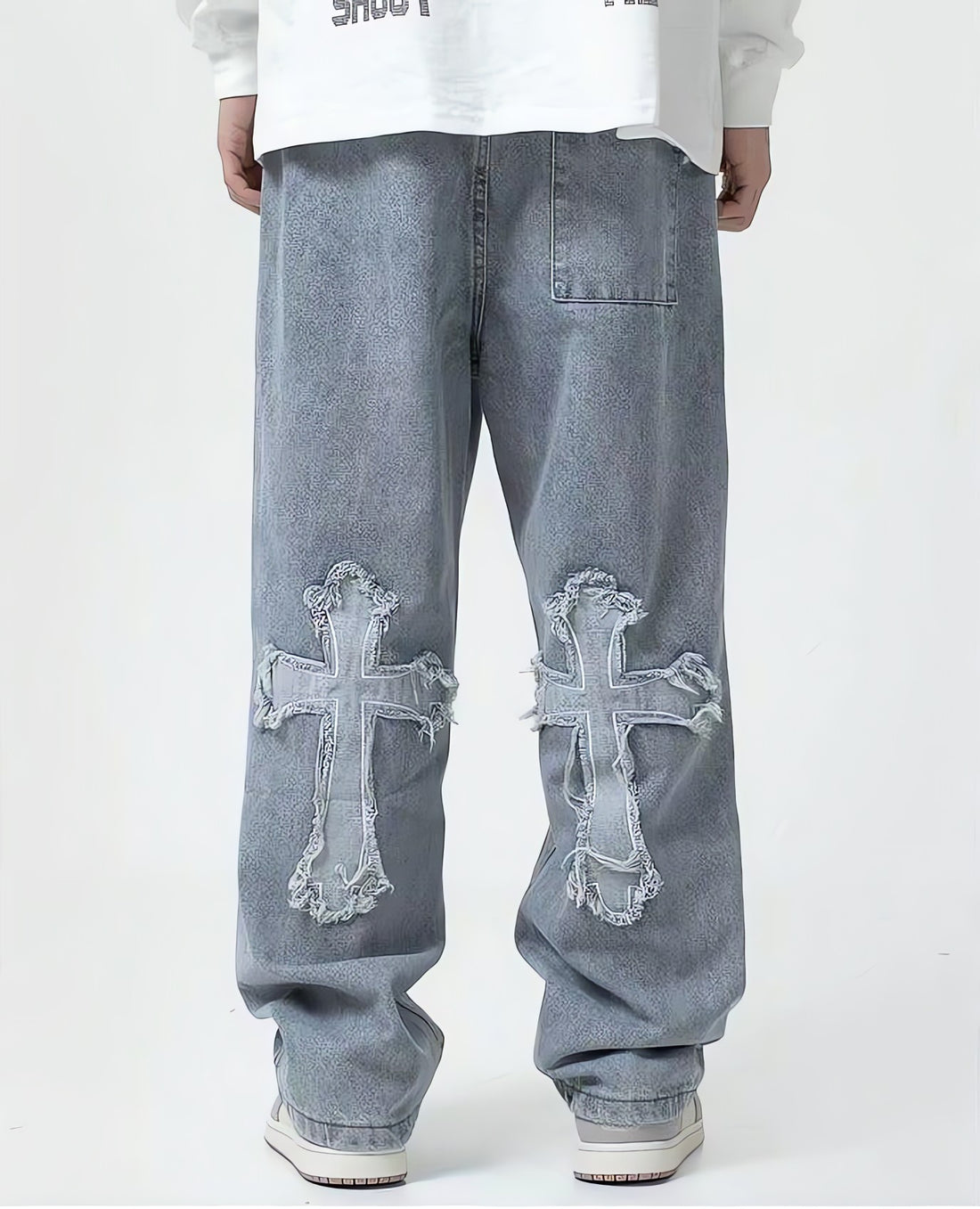 Cross Patchwork Baggy Jeans - KAYSMAR
