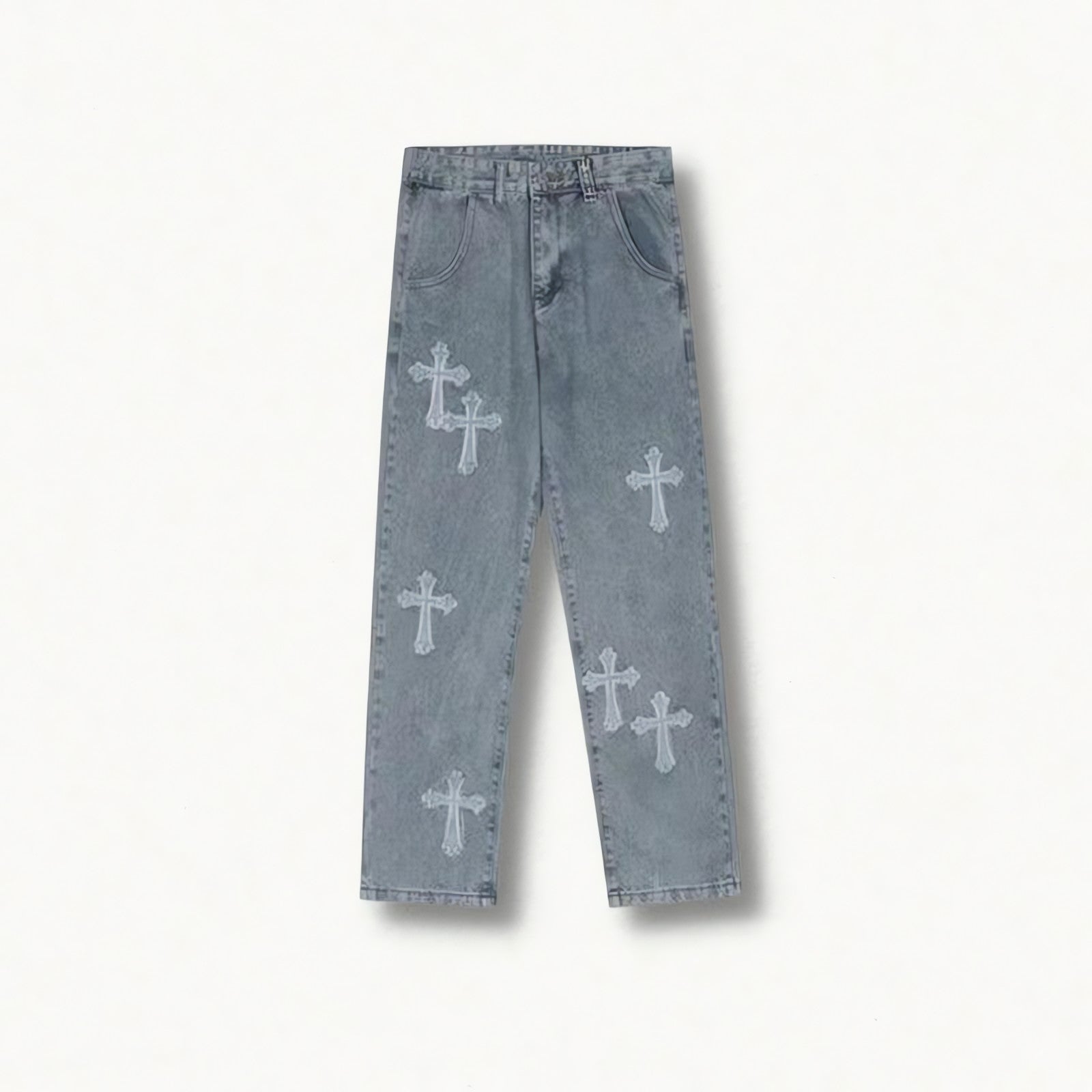 Cross Patchwork Baggy Jeans - KAYSMAR