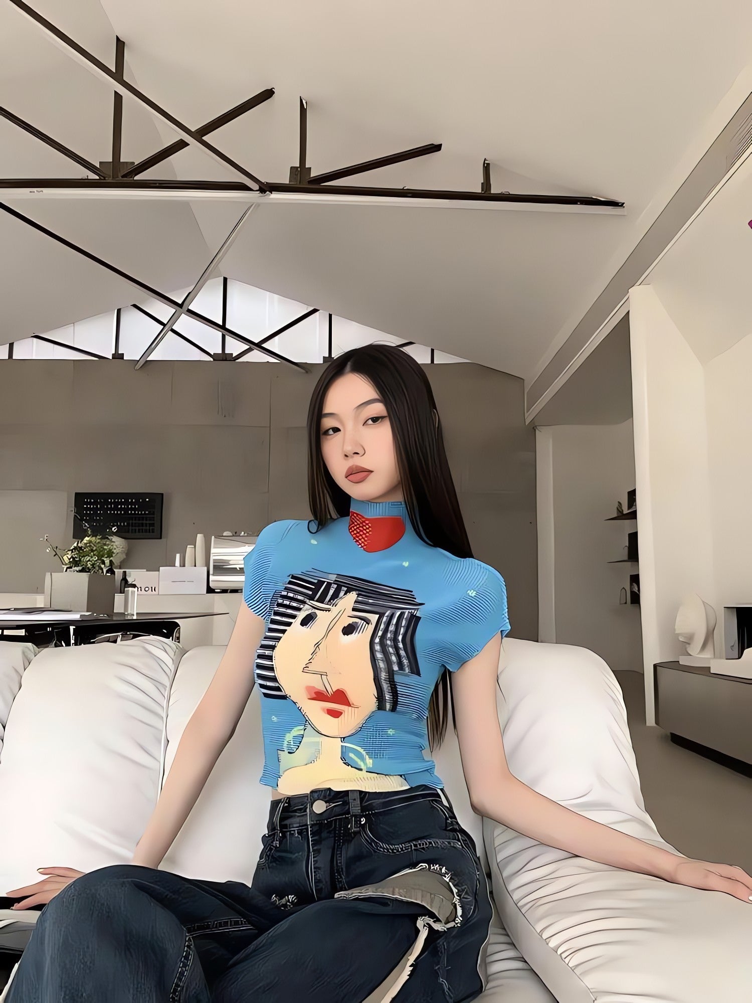 Cubist Woman Turtle Neck Top - KAYSMAR