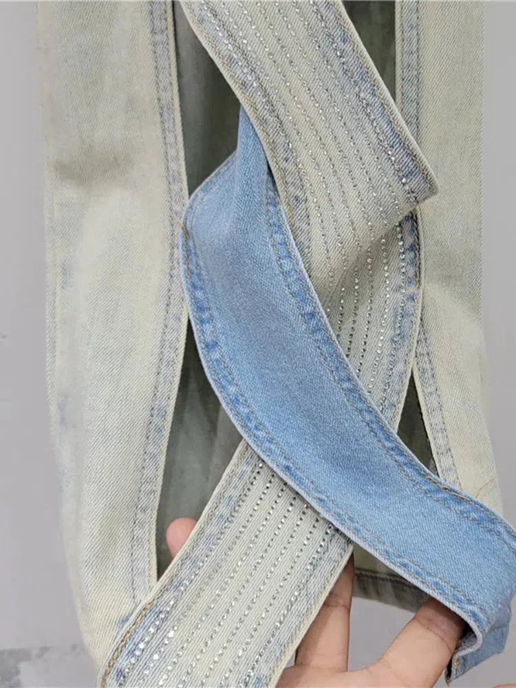 Cut Out Patch Denim Jeans - KAYSMAR