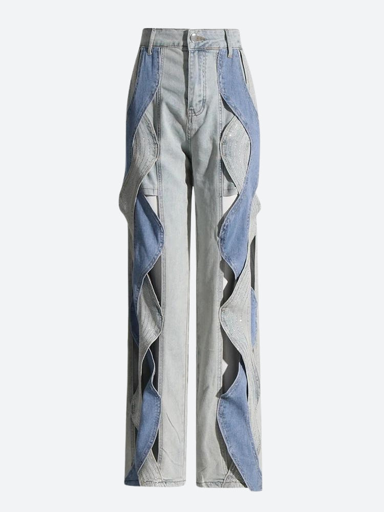 Cut Out Patch Denim Jeans - KAYSMAR
