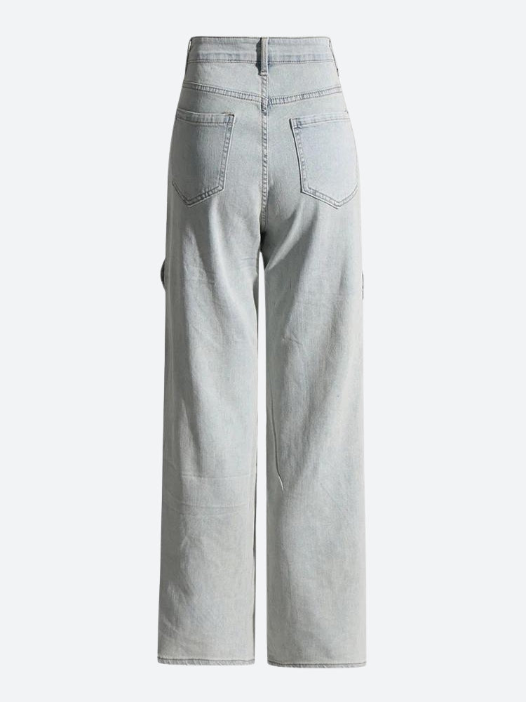 Cut Out Patch Denim Jeans - KAYSMAR