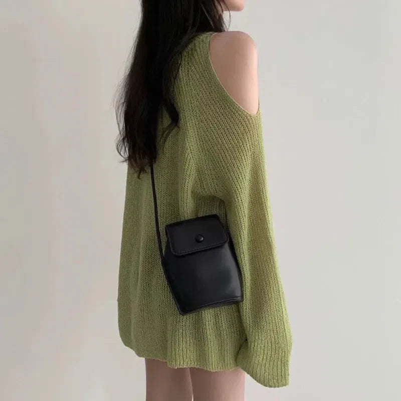 Cut-Out Shoulder Loose Knit Sweater - KAYSMAR