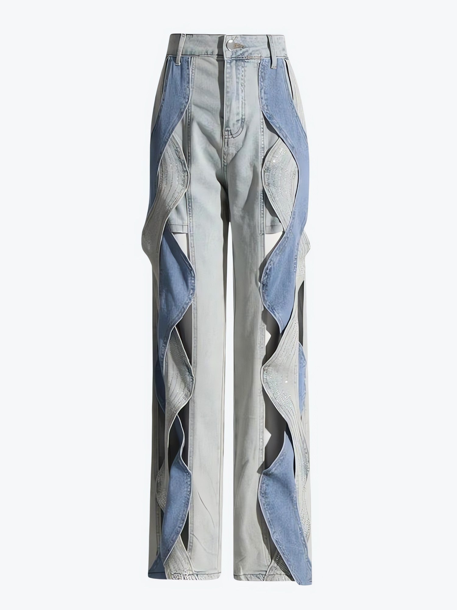 Cut Out Patch Denim Jeans - KAYSMAR