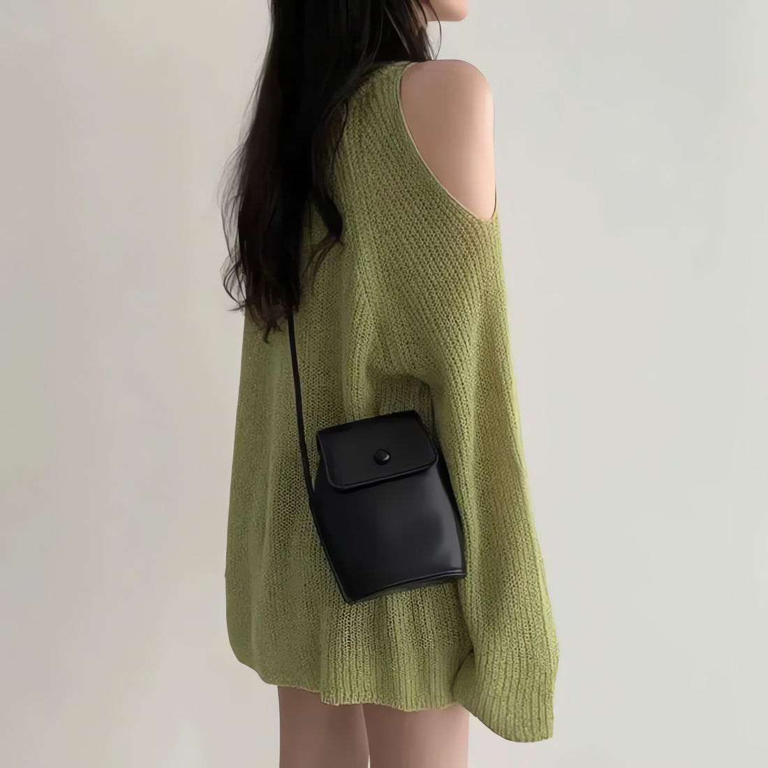 Cut-Out Shoulder Loose Knit Sweater - KAYSMAR