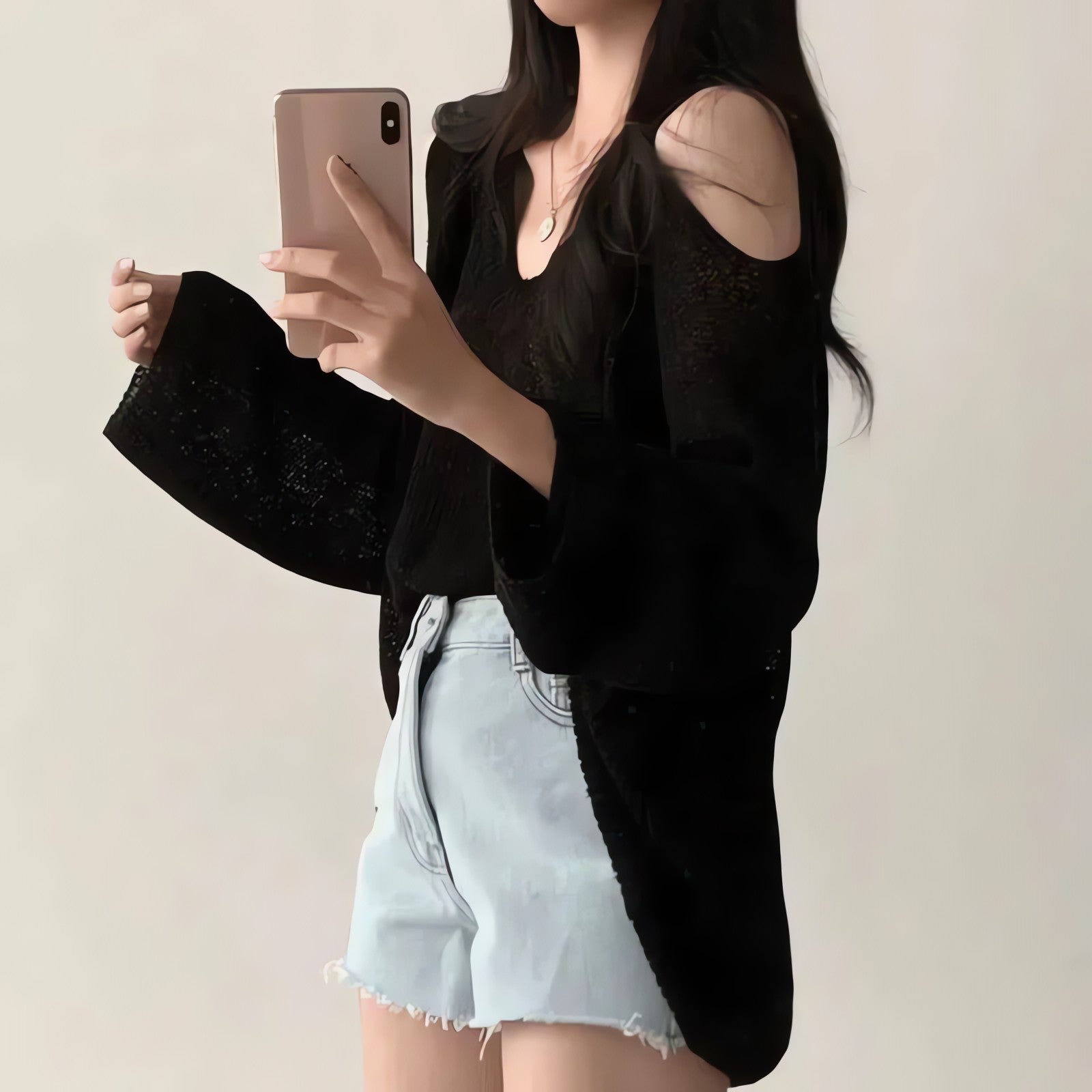 Cut-Out Shoulder Loose Knit Sweater - KAYSMAR
