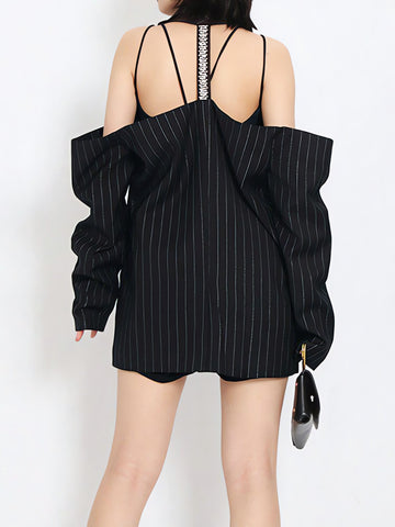 Cut-Out Striped Blazer - KAYSMAR