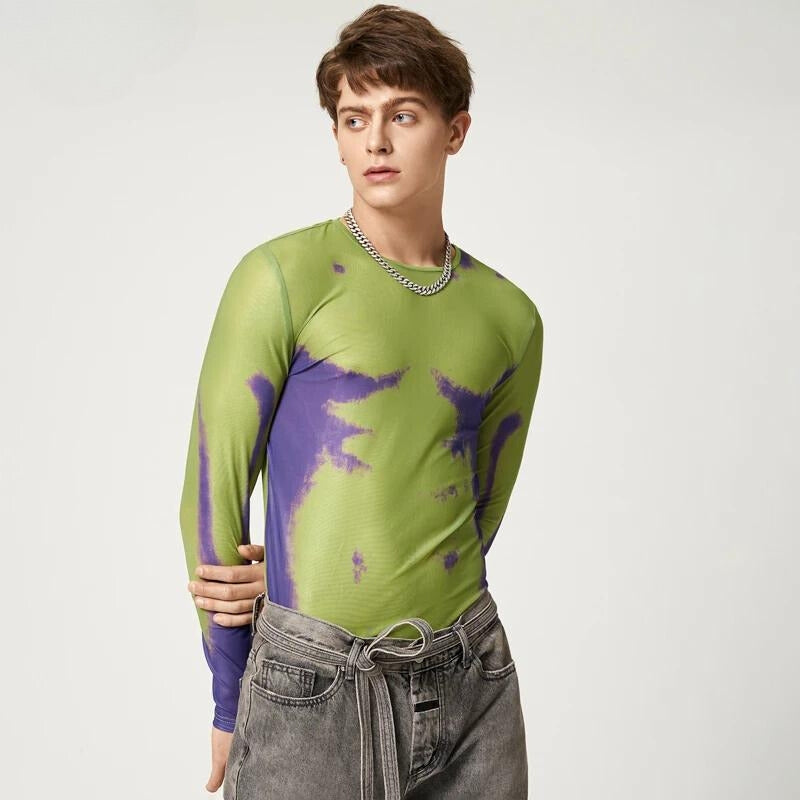 Cyberpunk Abstract Painting Mesh Top - KAYSMAR