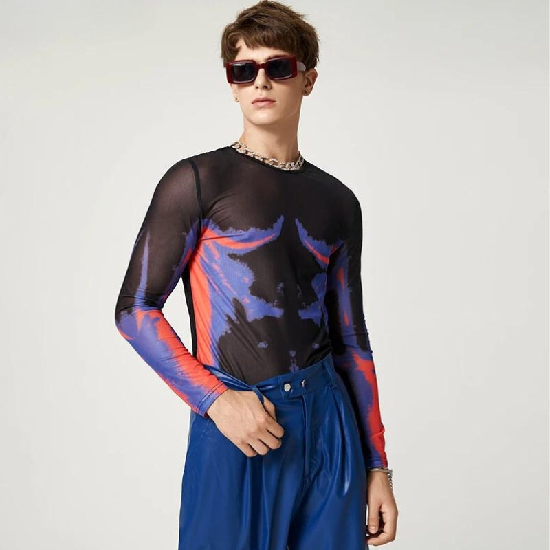 Cyberpunk Abstract Painting Mesh Top - KAYSMAR