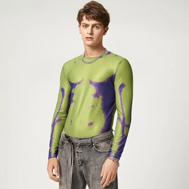 Cyberpunk Abstract Painting Mesh Top - KAYSMAR