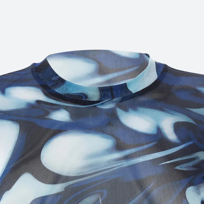 Cyberpunk Blue Aura Sheer Top - KAYSMAR