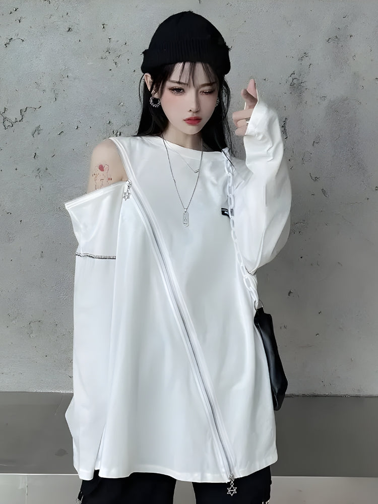 Cyberpunk Cross Zip-Up Top - KAYSMAR