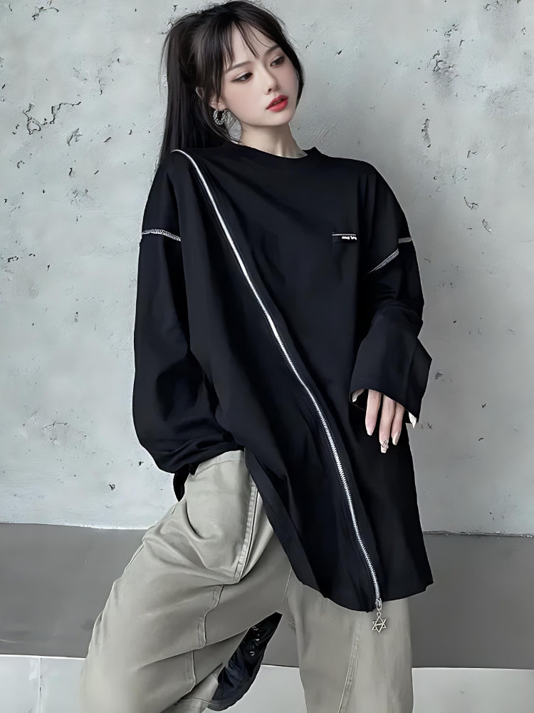 Cyberpunk Cross Zip-Up Top - KAYSMAR