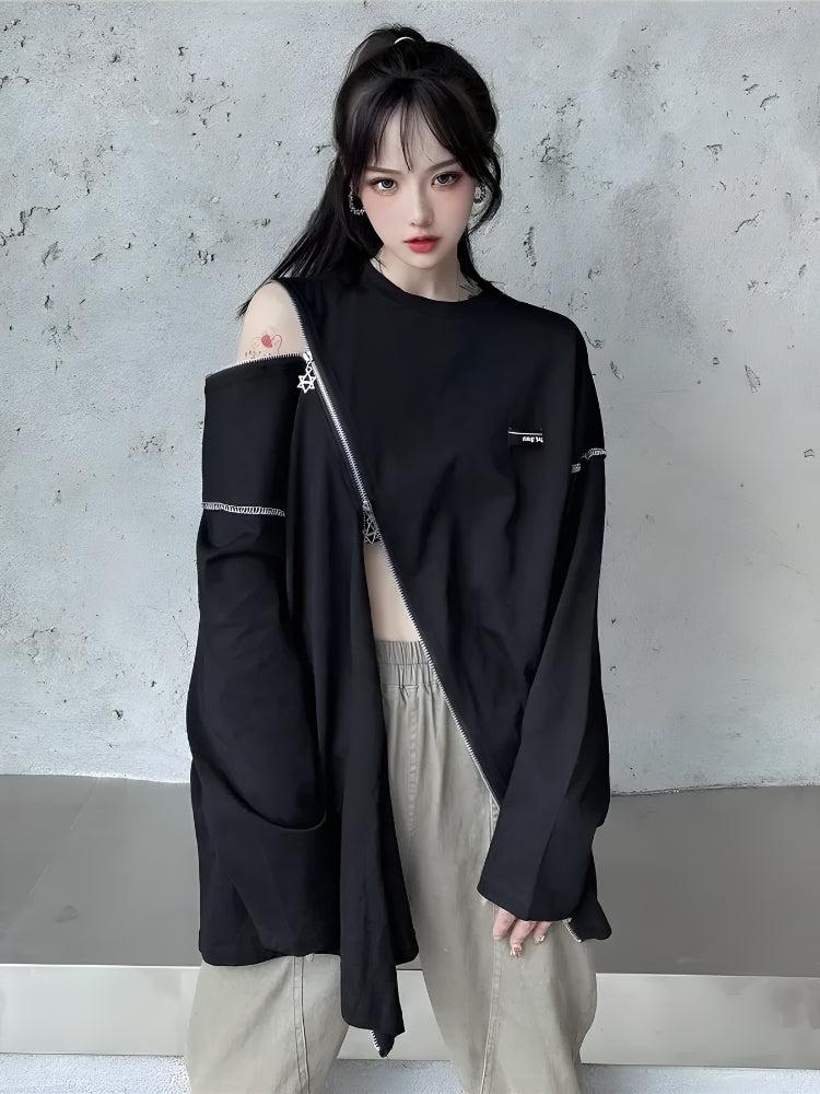 Cyberpunk Cross Zip-Up Top - KAYSMAR