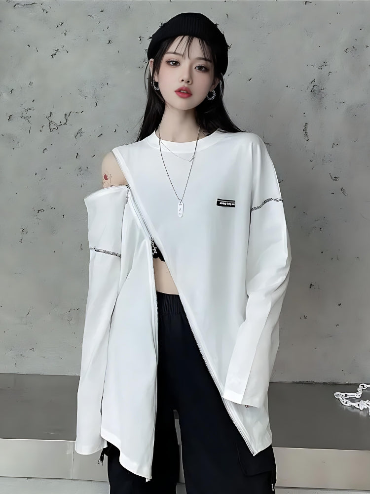 Cyberpunk Cross Zip-Up Top - KAYSMAR