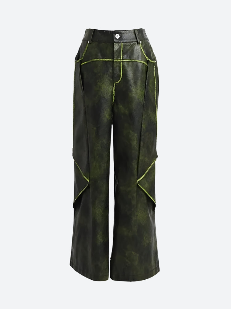 Cyberpunk Forest Faux Leather Pants - KAYSMAR