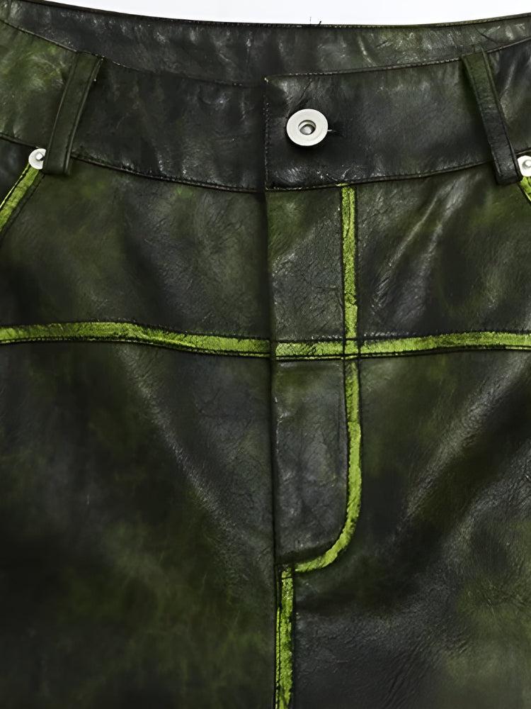 Cyberpunk Forest Faux Leather Pants - KAYSMAR