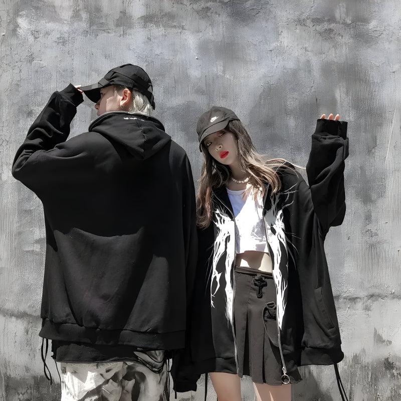 Cyberpunk Ghost Full Zip-Up Hoodie - KAYSMAR