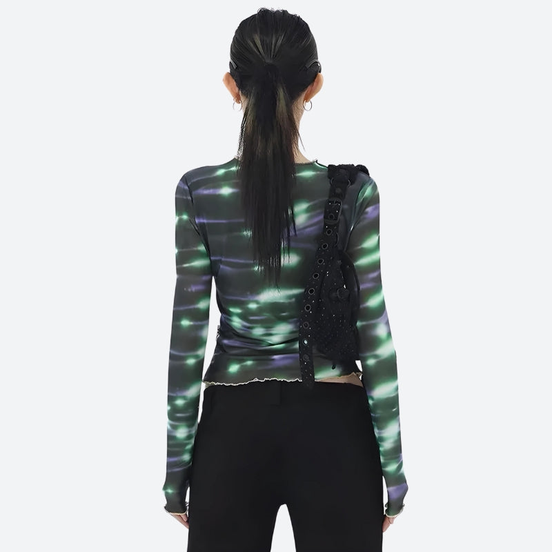 Cyberpunk Green Lights Mesh Top - KAYSMAR