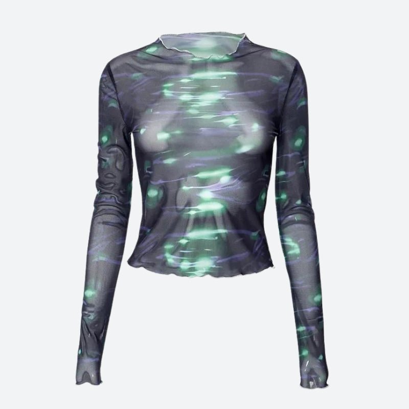 Cyberpunk Green Lights Mesh Top - KAYSMAR