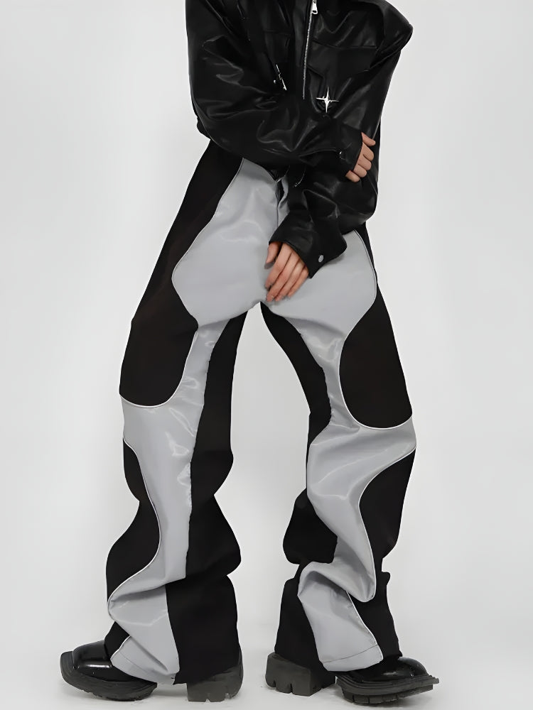 Cyberpunk Patchwork Wide Leg Pants - KAYSMAR