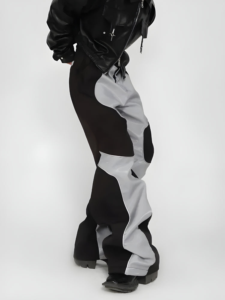 Cyberpunk Patchwork Wide Leg Pants - KAYSMAR