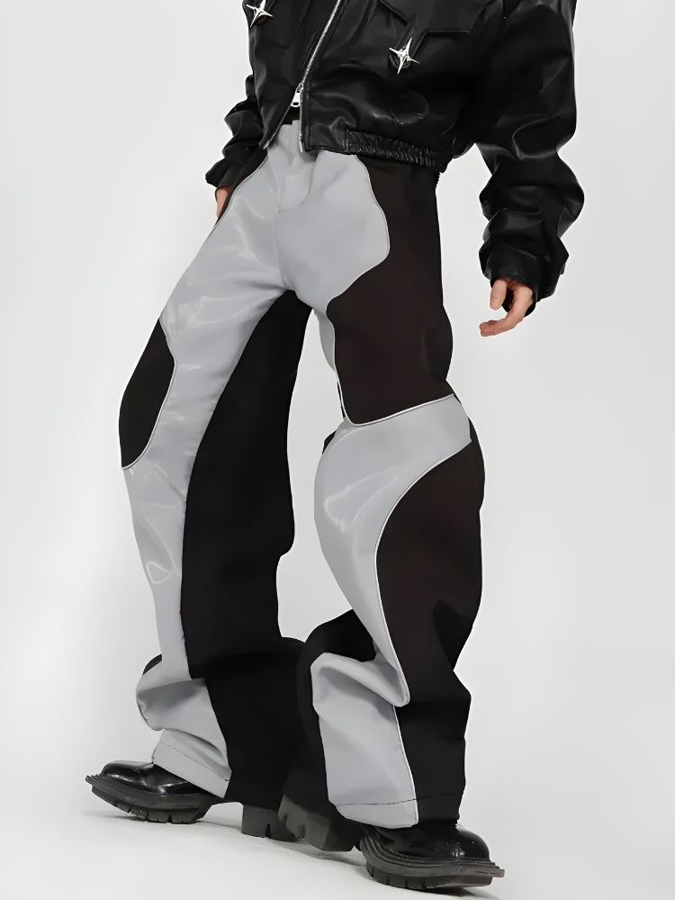 Cyberpunk Patchwork Wide Leg Pants - KAYSMAR
