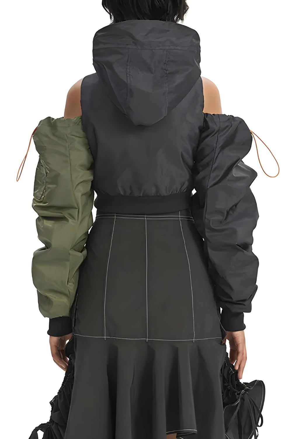 Cyberpunk Ruched Sleeve Puffer Jacket - KAYSMAR
