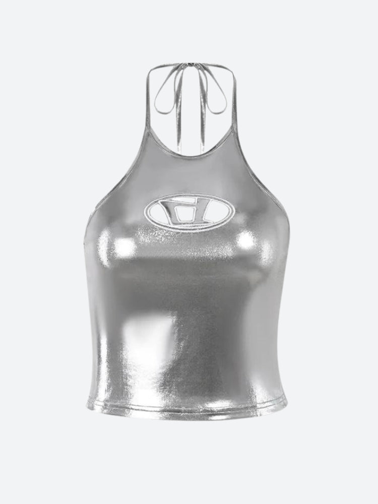 Cyberpunk Silver Halter Neck Top - KAYSMAR