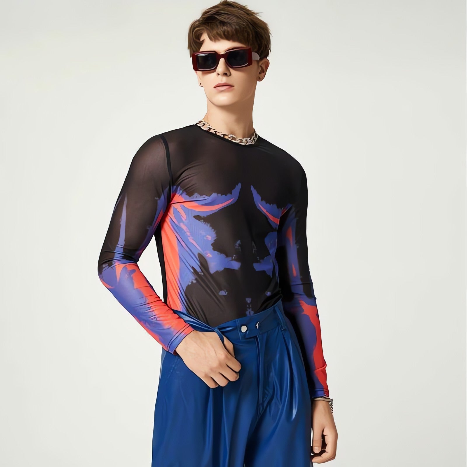 Cyberpunk Abstract Painting Mesh Top - KAYSMAR