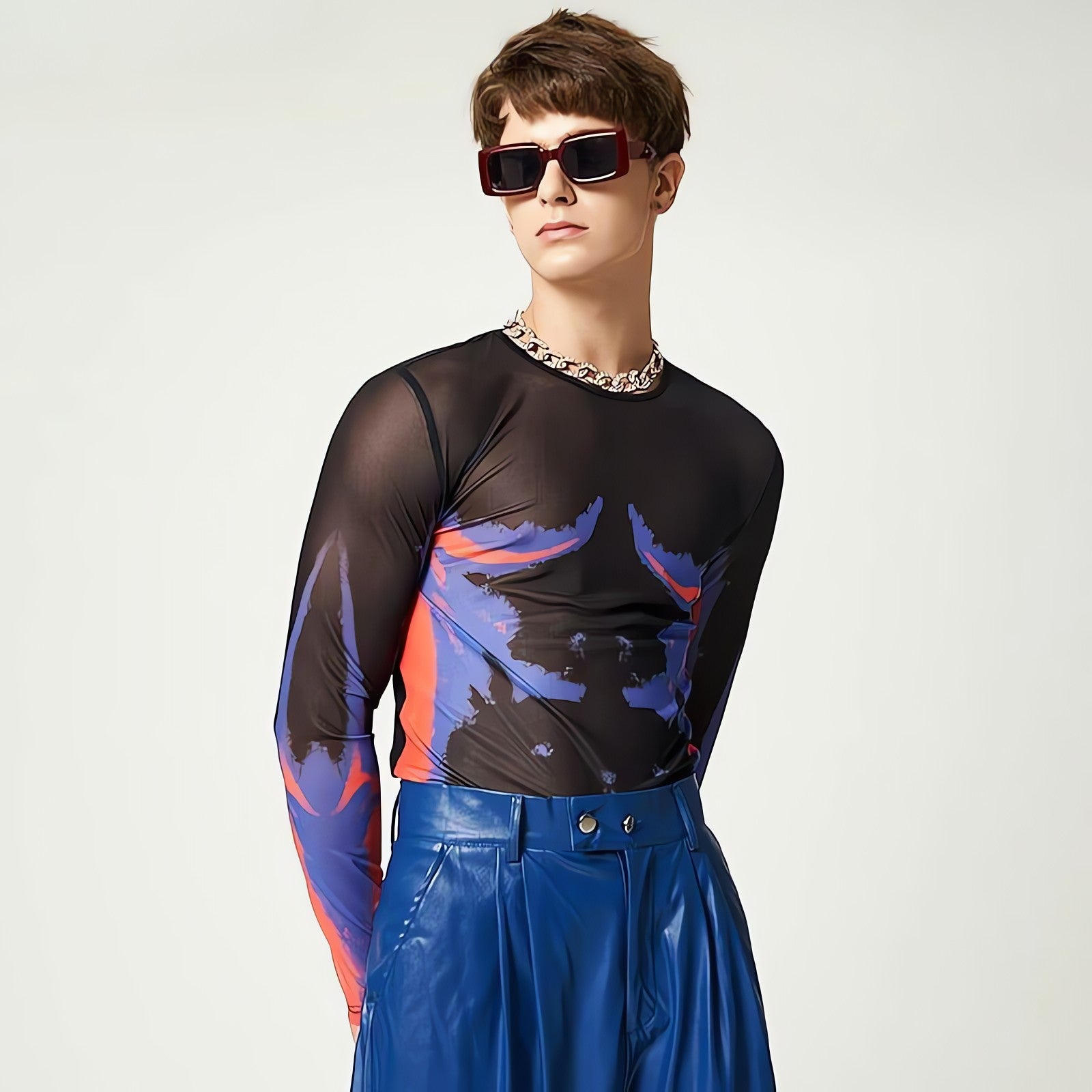 Cyberpunk Abstract Painting Mesh Top - KAYSMAR